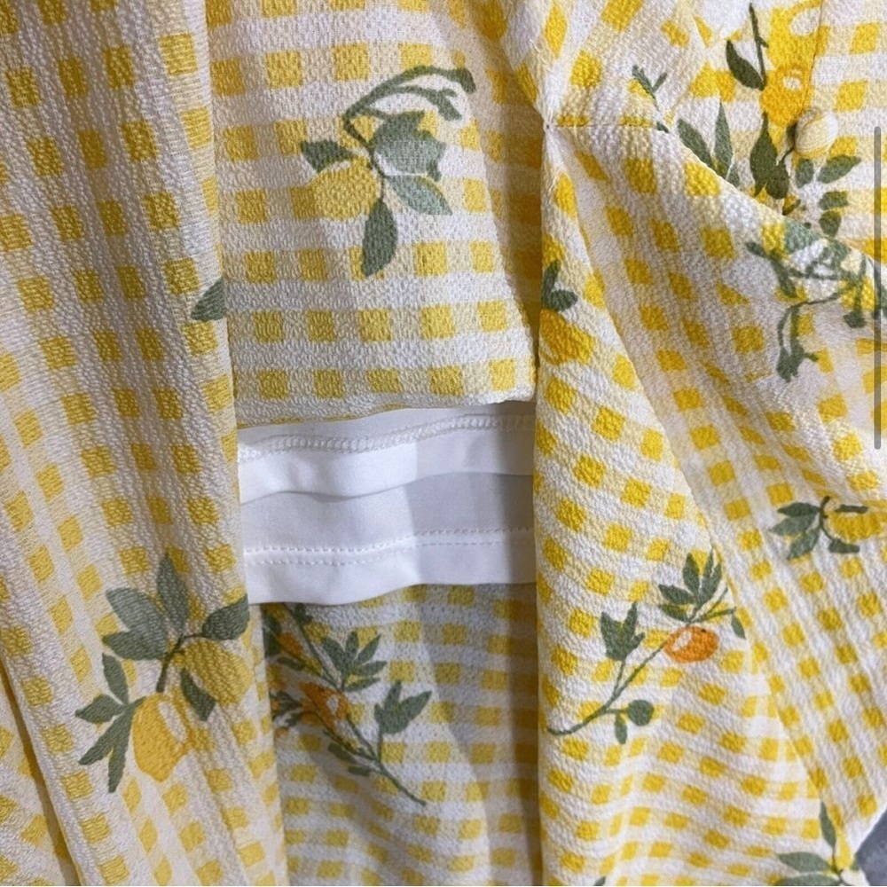 BCBGeneration - Yellow Lemon Gingham Cottagecore Maxi Skirt with Side Slit - Picture 7 of 9